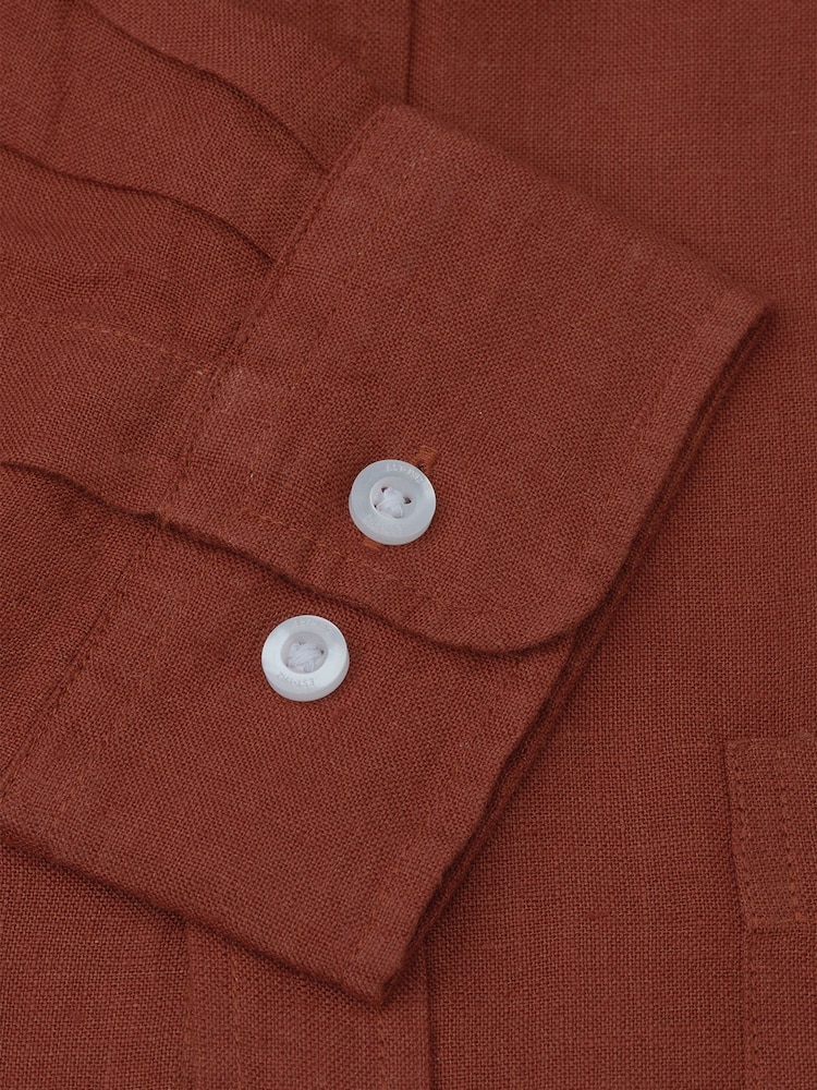 Brook Taverner Brown Pure Linen Shirt - Image 5 of 5
