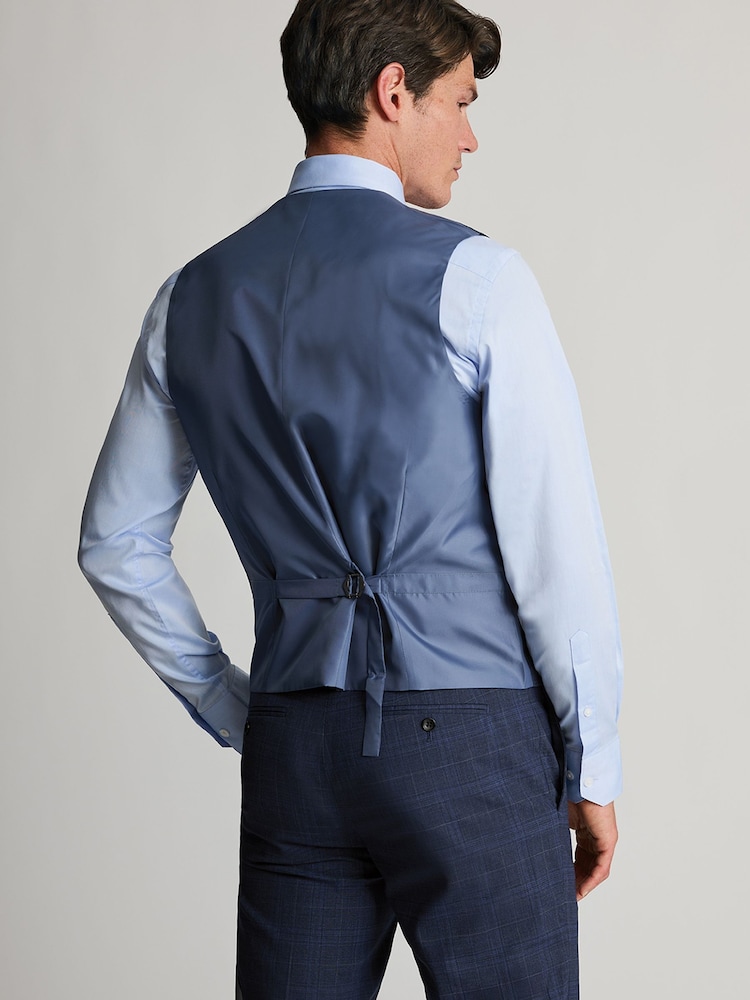 Brook Taverner Blue Check Wool Blend Suit Waistcoat - Image 2 of 2 Brook Taverner Blue Check Wool Blend Suit Waistcoat - Image 2 of 2