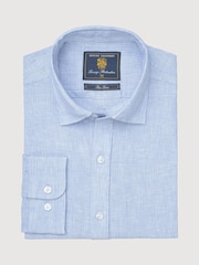 Brook Taverner Blue Pure Linen Stripe Shirt - Image 5 of 7