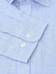 Brook Taverner Blue Pure Linen Stripe Shirt - Image 7 of 7
