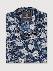 Brook Taverner Blue Floral Print Cotton Shirt - Image 3 of 5