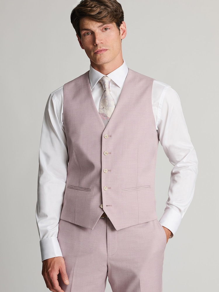 Brook Taverner Pink Textured Suit Waistcoat - Image 1 of 2