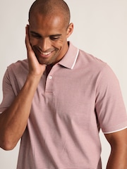 Brook Taverner Natural Fine Stripe Cotton Jersey Polo Shirt - Image 2 of 5