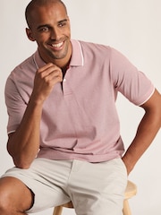 Brook Taverner Natural Fine Stripe Cotton Jersey Polo Shirt - Image 3 of 5