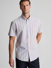 Brook Taverner Purple Check Portofino Short Sleeve Shirt - Image 2 of 6