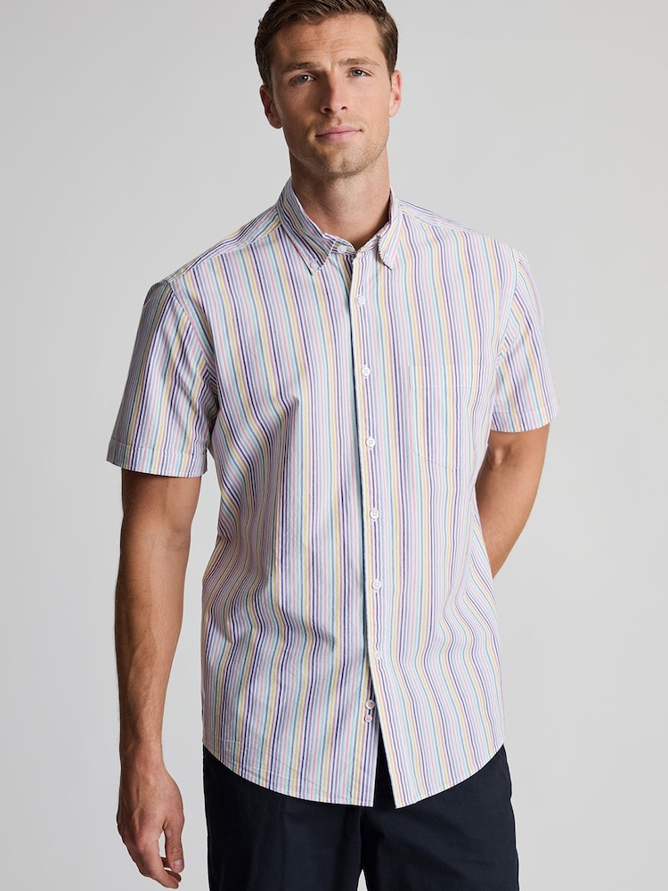 Brook Taverner Purple Check Portofino Short Sleeve Shirt - Image 2 of 6