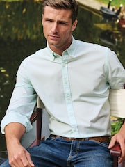 Brook Taverner Green End-on-End Cotton Shirt - Image 1 of 7