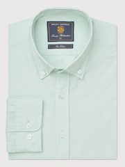 Brook Taverner Green End-on-End Cotton Shirt - Image 5 of 7