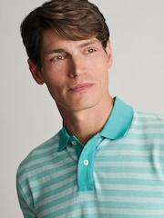 Brook Taverner Green Textured Stripe Cotton Polo Shirt - Image 3 of 4