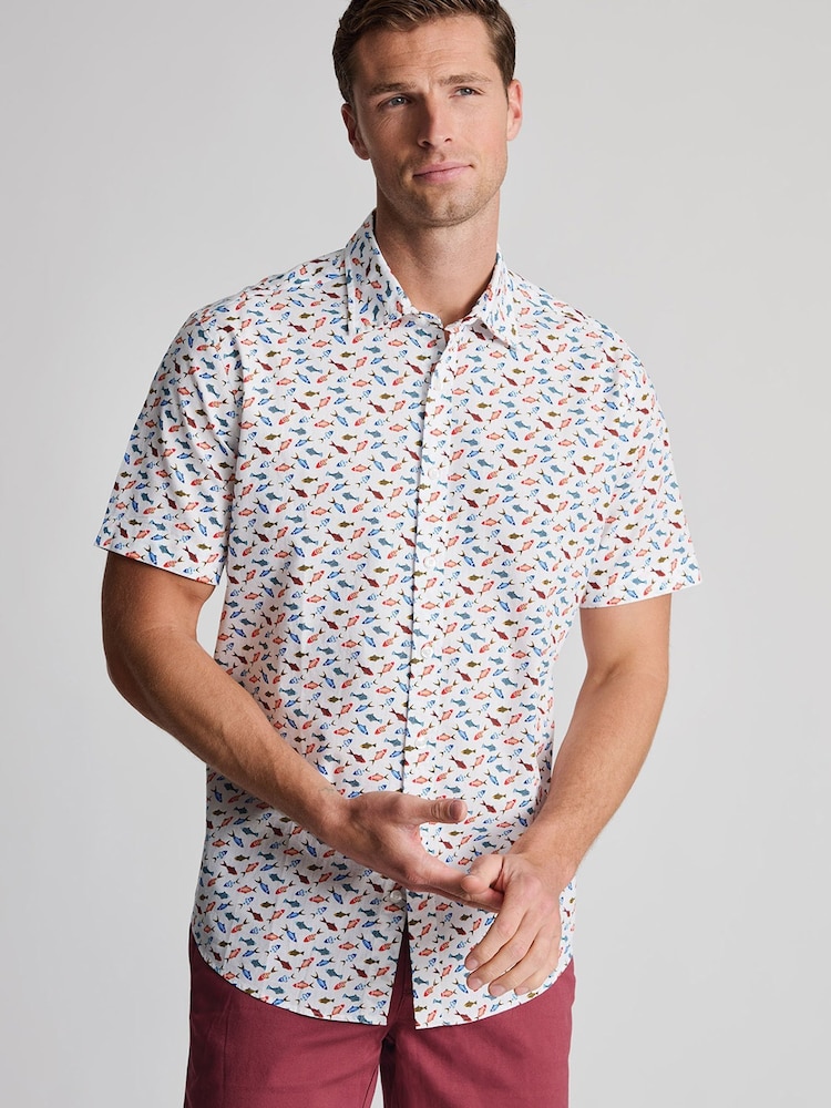 Brook Taverner White Print Short Sleeve Shirt - Image 1 of 5