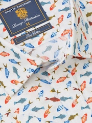 Brook Taverner White Print Short Sleeve Shirt - Image 4 of 5