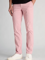 Brook Taverner Pink Tailored Fit Garment Dyed Cotton Stretch Trousers - Image 1 of 4