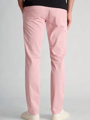 Brook Taverner Pink Tailored Fit Garment Dyed Cotton Stretch Trousers - Image 2 of 4