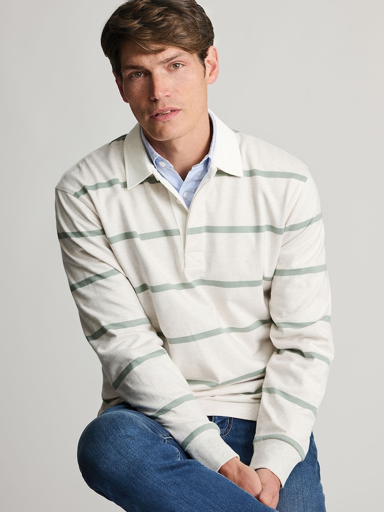 Brook Taverner Green Stripe Cotton Rugby Shirt - Image 5 of 5