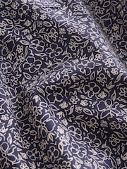 Navy Floral Print Stretch Oxford Slim Fit Short Sleeve Shirt - Image 9 of 9