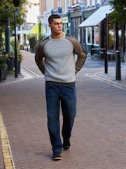 Dark Blue Twisted Straight Fit Authentic Stretch Denim Jeans - Image 1 of 7