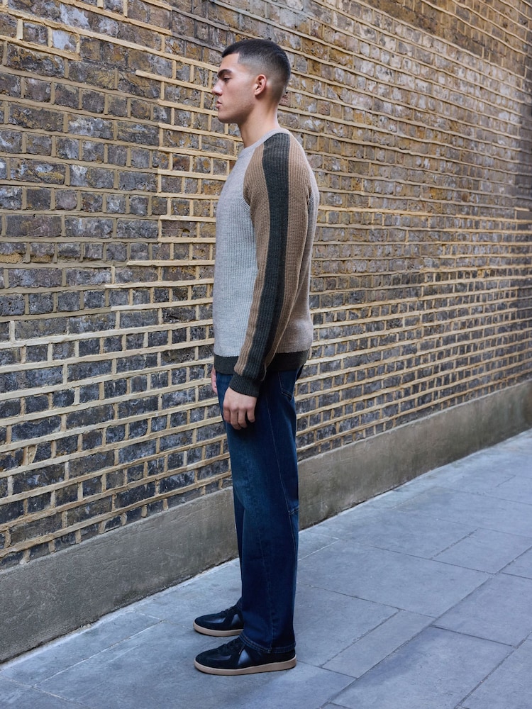 Dark Blue Twisted Straight Fit Authentic Stretch Denim Jeans - Image 2 of 7 Dark Blue Twisted Straight Fit Authentic Stretch Denim Jeans - Image 2 of 7