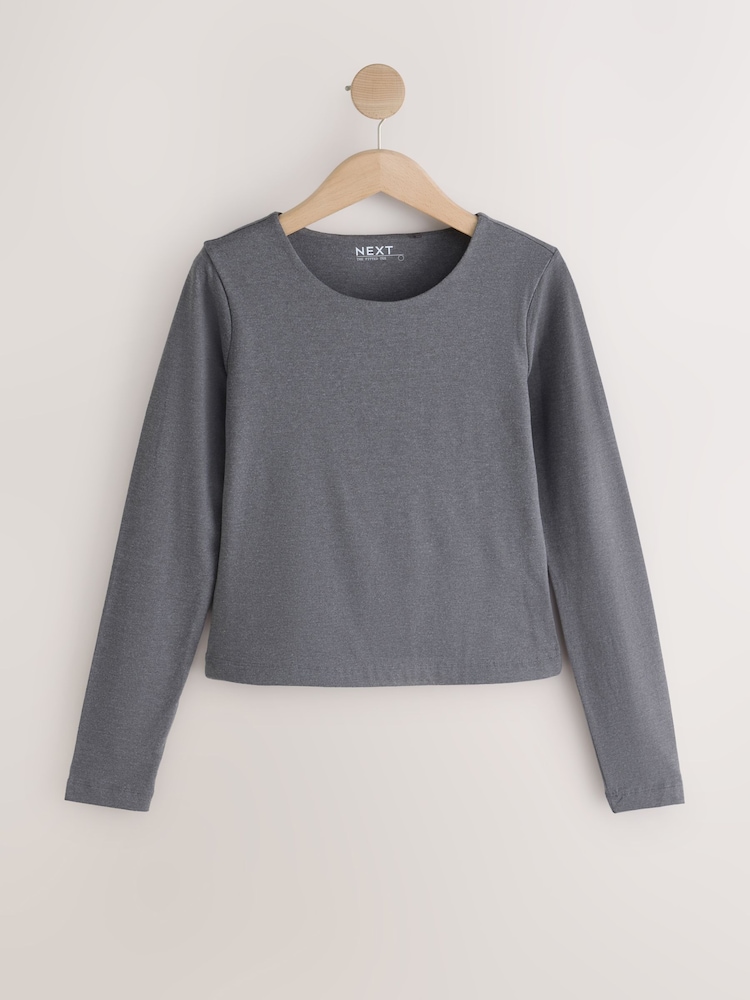 Pink/Brown/Grey Sculpted Crew Neck Long Sleeve T-Shirts 3 Pack - Image 2 of 6