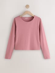 Pink/Brown/Grey Sculpted Crew Neck Long Sleeve T-Shirts 3 Pack - Image 4 of 6