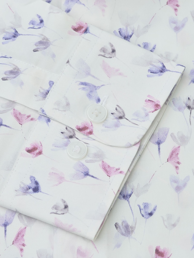 Brook Taverner White Floral Cotton Shirt - Image 5 of 5