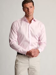 Brook Taverner Pink Tailored Fit Butchers Stripe Cotton Shirt - Image 1 of 7