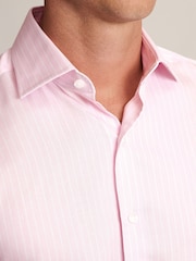 Brook Taverner Pink Tailored Fit Butchers Stripe Cotton Shirt - Image 2 of 7