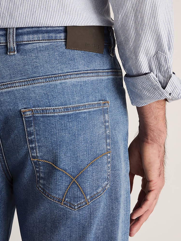 Açıq Mavi - Uyğun uyğunluq - Brook Taverner 5 Cib Denim Cins şalvar - 4şəkildən 4 şəkil