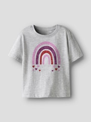 Name It Grey Glitter Rainbow Short Sleeve T-Shirt - Image 1 of 2