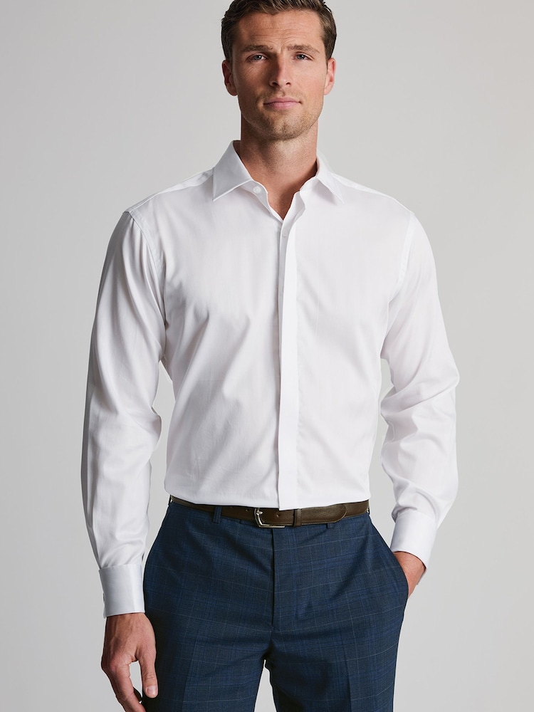 Brook Taverner White Textured Stripe Egyptian Shirt - Image 1 of 7