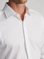 Brook Taverner White Textured Stripe Egyptian Shirt - Image 3 of 7