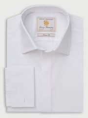 Brook Taverner White Textured Stripe Egyptian Shirt - Image 5 of 7