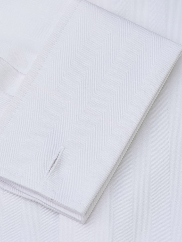 Brook Taverner White Textured Stripe Egyptian Shirt - Image 7 of 7