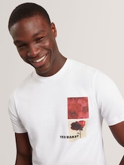 Ted Baker White Short Sleeve Chest Graphic T-Shirt - Image 4 of 6