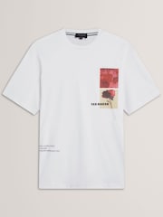 Ted Baker White Short Sleeve Chest Graphic T-Shirt - Image 5 of 6