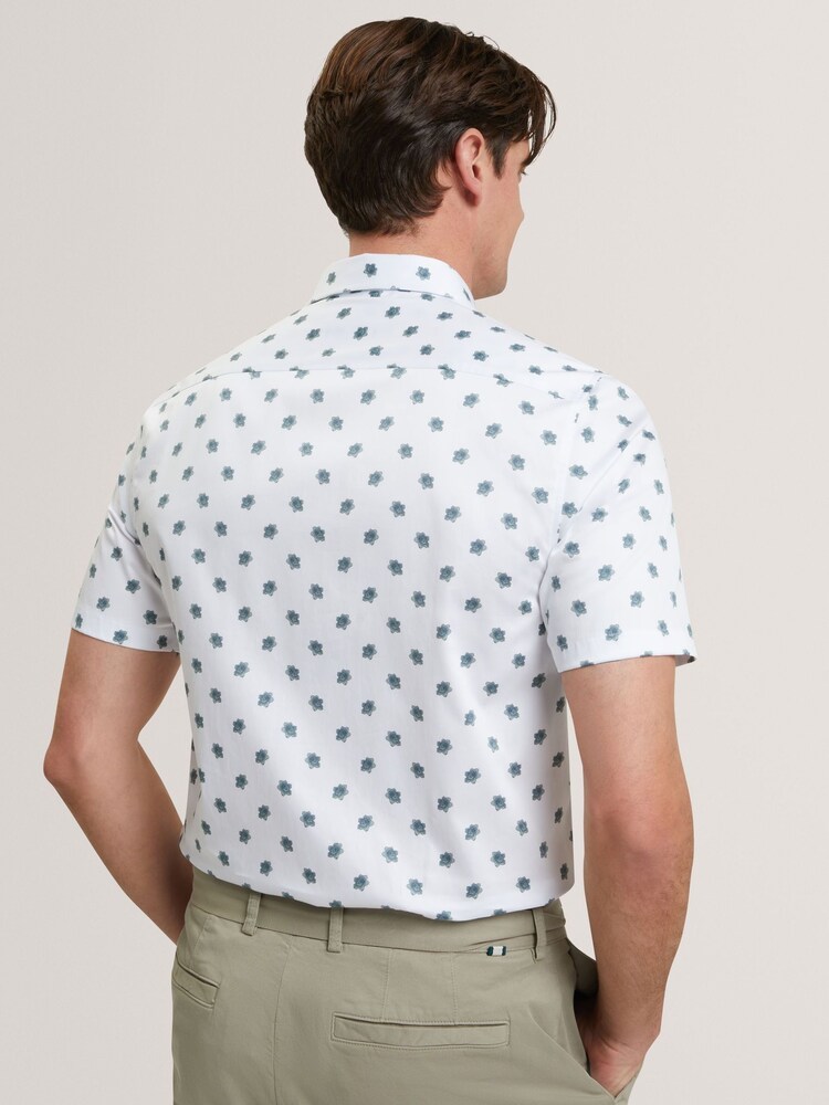 Ted Baker White Short Sleeve Regular Ditsy Floral Print Shirt - Image 2 of 7