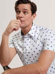 Ted Baker White Short Sleeve Regular Ditsy Floral Print Shirt - Image 3 of 7