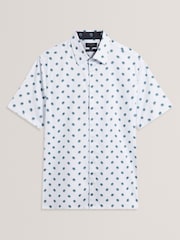 Ted Baker White Short Sleeve Regular Ditsy Floral Print Shirt - Image 6 of 7