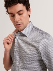 Ted Baker Qısa Qollu Adi Uyğun Yarpaq Naxışlı Geo Köynək - 7şəkildən 5 şəkil