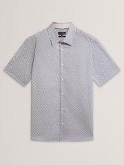 Ted Baker Qısa Qollu Adi Uyğun Yarpaq Naxışlı Geo Köynək - 7şəkildən 6 şəkil