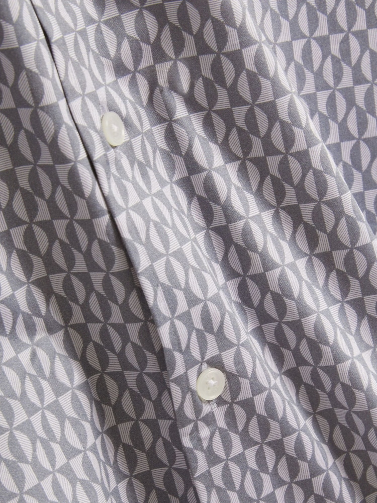 Ted Baker Qısa Qollu Adi Uyğun Yarpaq Naxışlı Geo Köynək - 7şəkildən 7 şəkil