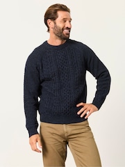 FatFace Navy Penton Knitted Cable Crew Jumper - Image 1 of 5