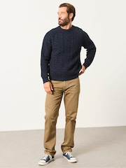 FatFace Navy Penton Knitted Cable Crew Jumper - Image 3 of 5