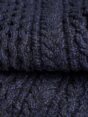 FatFace Navy Penton Knitted Cable Crew Jumper - Image 5 of 5