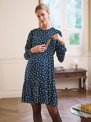 Seraphine Green Maternity Tiered Mini Dress - Image 1 of 7
