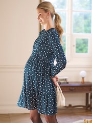 Seraphine Green Maternity Tiered Mini Dress - Image 3 of 7