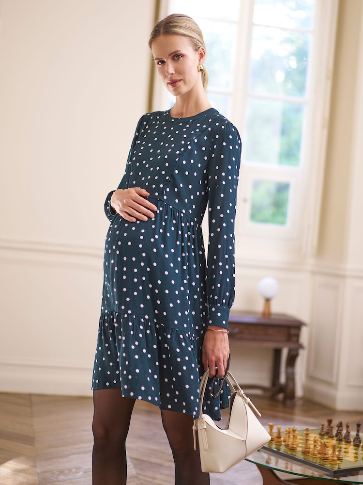 Seraphine Green Maternity Tiered Mini Dress - Image 7 of 7