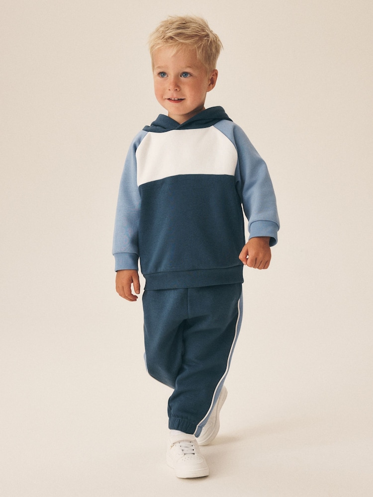 Blue Colour Block Hoodie and Joggers Set (3mths-7yrs) - Image 1 of 9 Blue Colour Block Hoodie and Joggers Set (3mths-7yrs) - Image 1 of 9