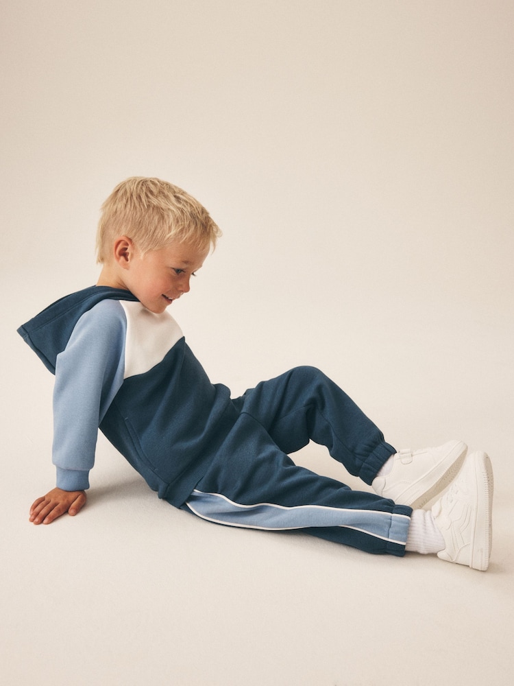 Blue Colour Block Hoodie and Joggers Set (3mths-7yrs) - Image 2 of 9 Blue Colour Block Hoodie and Joggers Set (3mths-7yrs) - Image 2 of 9