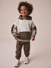 Chocolate Brown Colour Block Hoodie and Joggers Set (3mths-7yrs) - Image 1 of 4