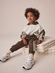 Chocolate Brown Colour Block Hoodie and Joggers Set (3mths-7yrs) - Image 2 of 4